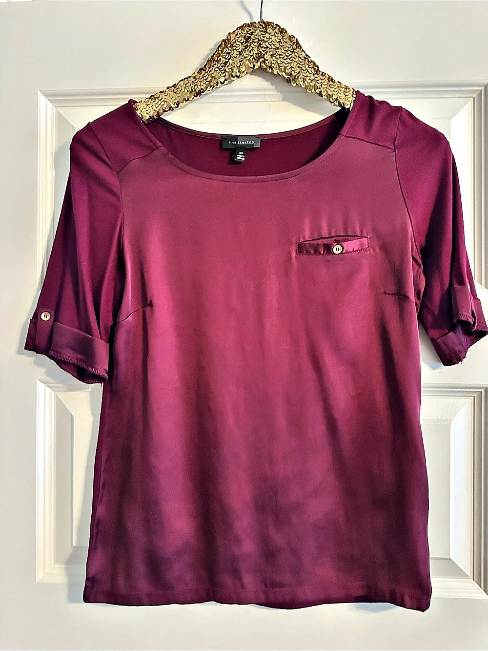 The Limited Short Sleeve Top in Burgundy Size XS Like New
